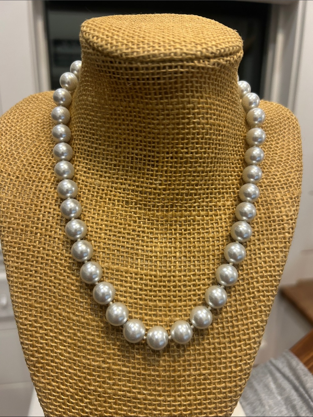 Classic Silver Bead Ceramic Glass Necklace